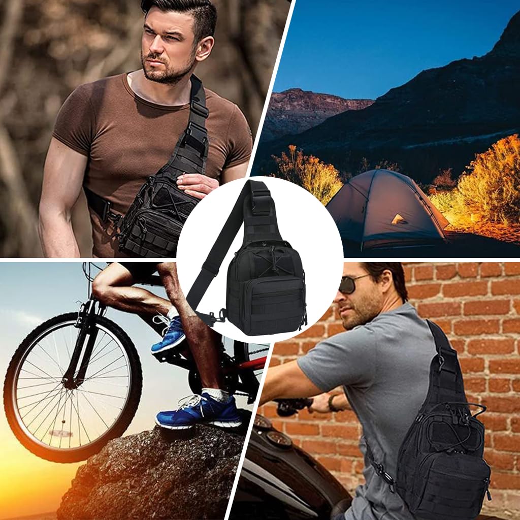 GUSTAVE Sling Bag for Men with Three Zipper Compartments and Removable Strap | Oxford Cloth Daypack for Hiking and Commuting