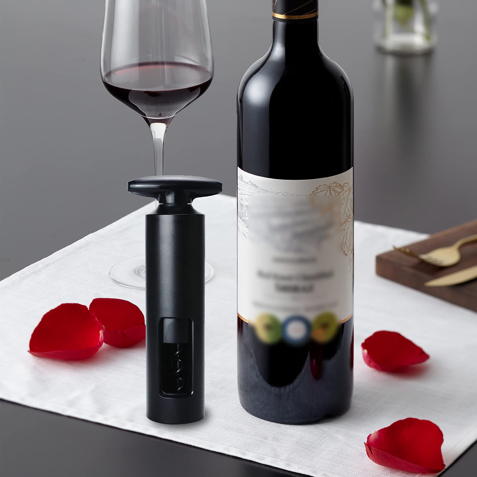 ELEPHANTBOAT® 4 PCS Wine Bottle Opener Set,Corkscrew Steel with Foil Cutter,Wine Pourer,Vacuum Stopper,One Foil Cutter T Shape Handle for Gifts
