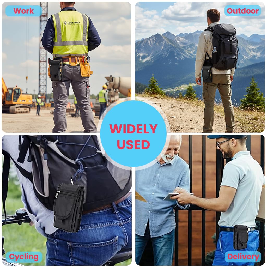ZORBES Phone Belt Pouch for Outdoor Hiking featuring 3 Layer Storage and Hook and Loop Closure | 7.9x4.3 in Tactical Waist Bag