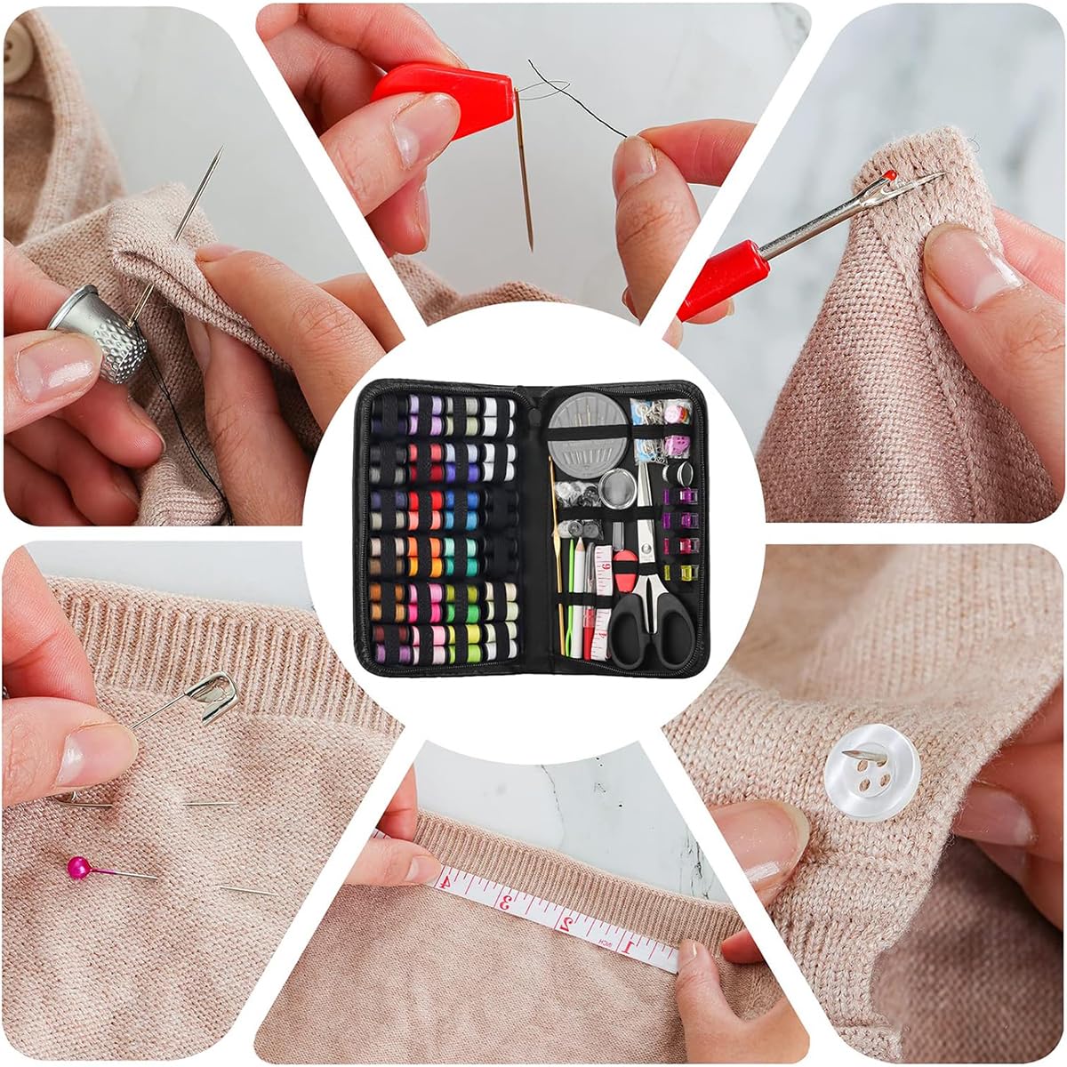ELEPHANTBOAT Sewing Kit for Home and Travel with 172 pcs Tools and Organized Bag | Multi Color Threads
