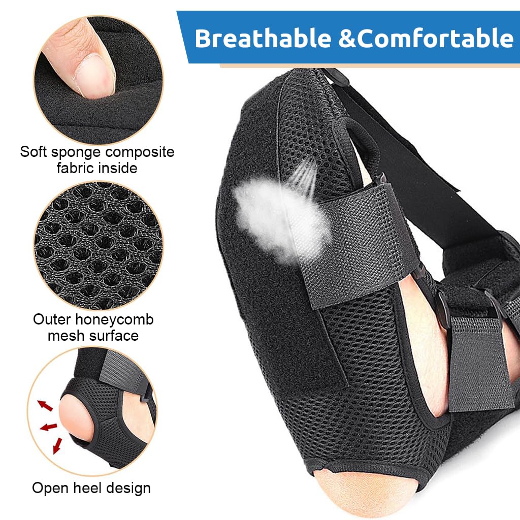 HANNEA Plantar Fasciitis Night Splint Sock for Foot Drop and Achilles Tendonitis | Unisex Adjustable Brace for Heel Spur Pain Relief