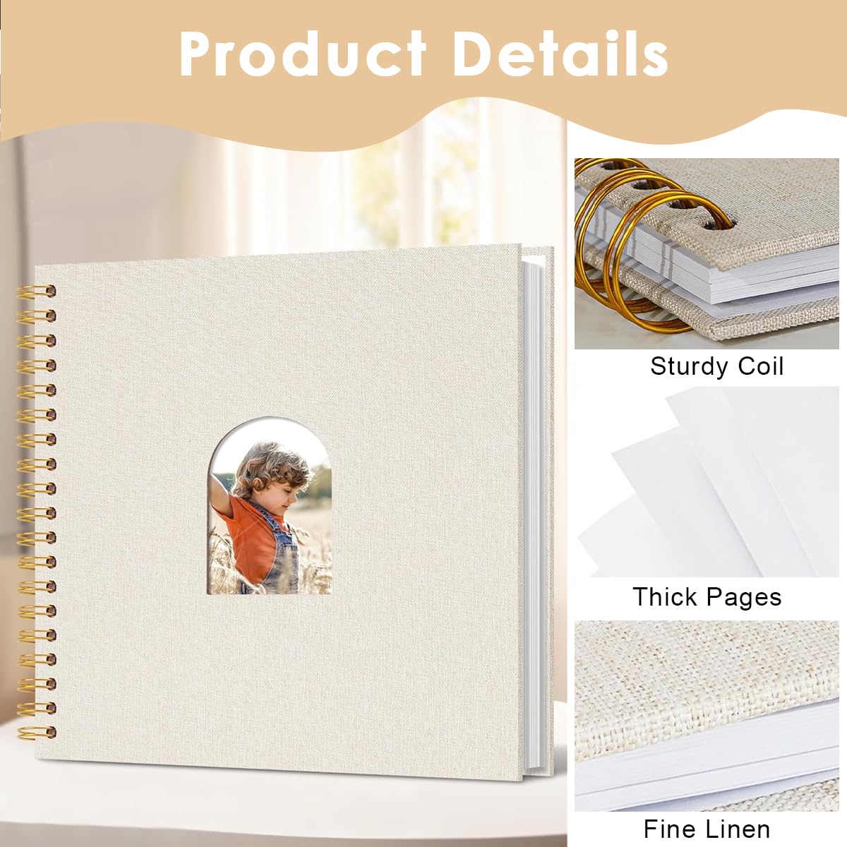 HASTHIP Photo Album Scrapbook for Memories with 40 Blank Pages and Spiral Hardcover | 10 Inch DIY Gift Book