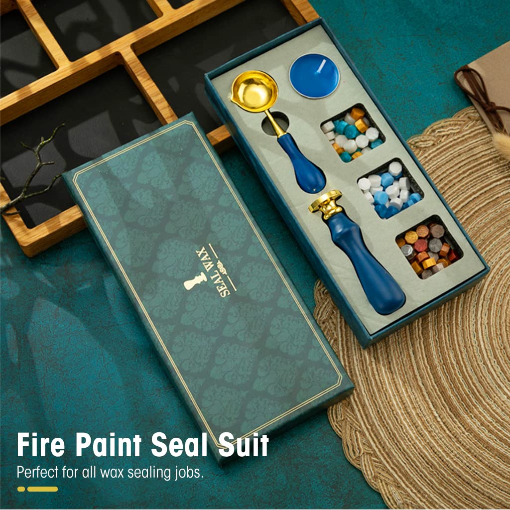 HASTHIP Wax Seal Stamp Gift Box Set for Cards and Envelopes with 2.5cm Brass Head | Blue