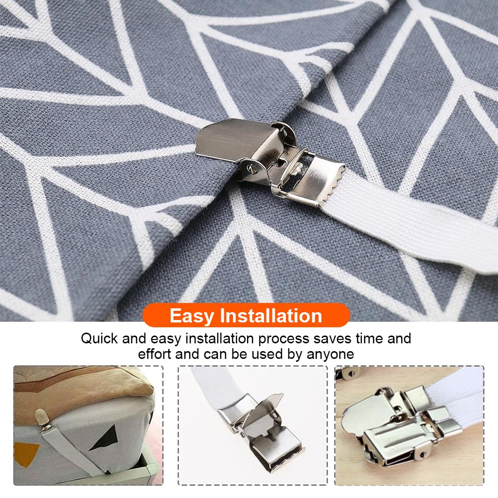 HASTHIP Ironing Board Cover Clips for Sheets and Cushions with 9 in Elastic Dual Clip Fasteners
