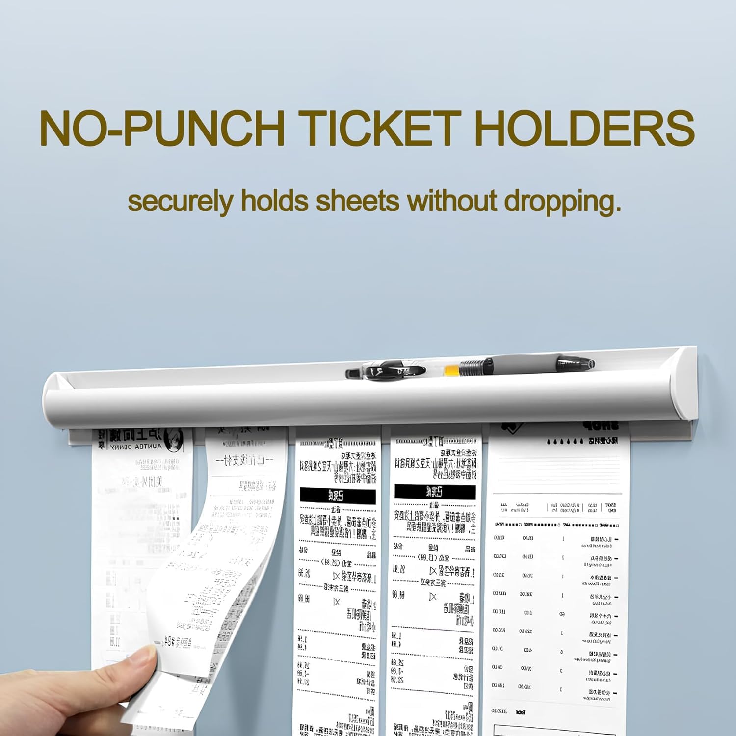 OFIFO Ticket Holders for Restaurant Orders featuring No Drill Mount and 12 Inch Size | 2 Pack White