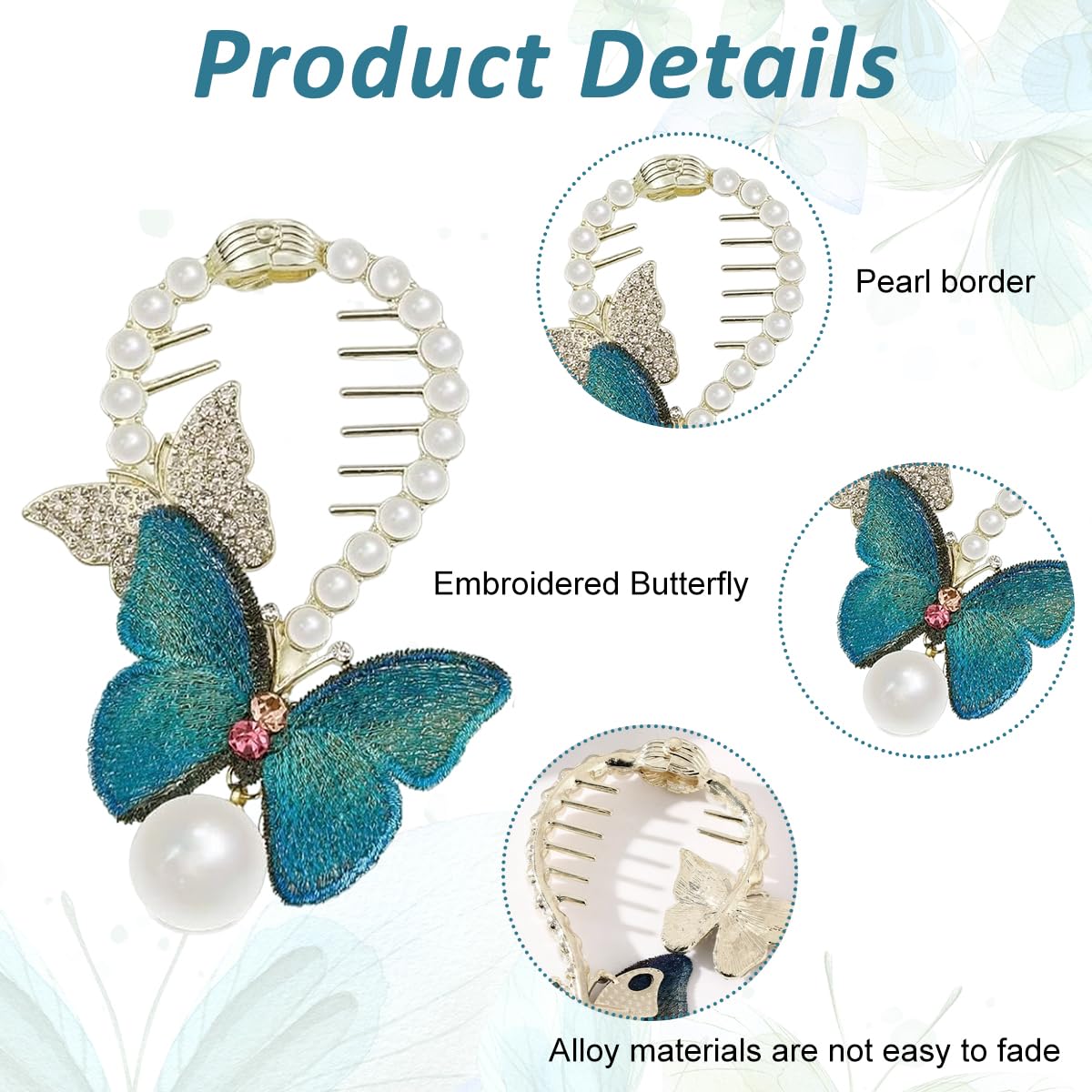 Venzina Bow Clips for Women featuring Butterfly Design with Pearl Charm | Ideal for Wedding and Daily Hair Buns