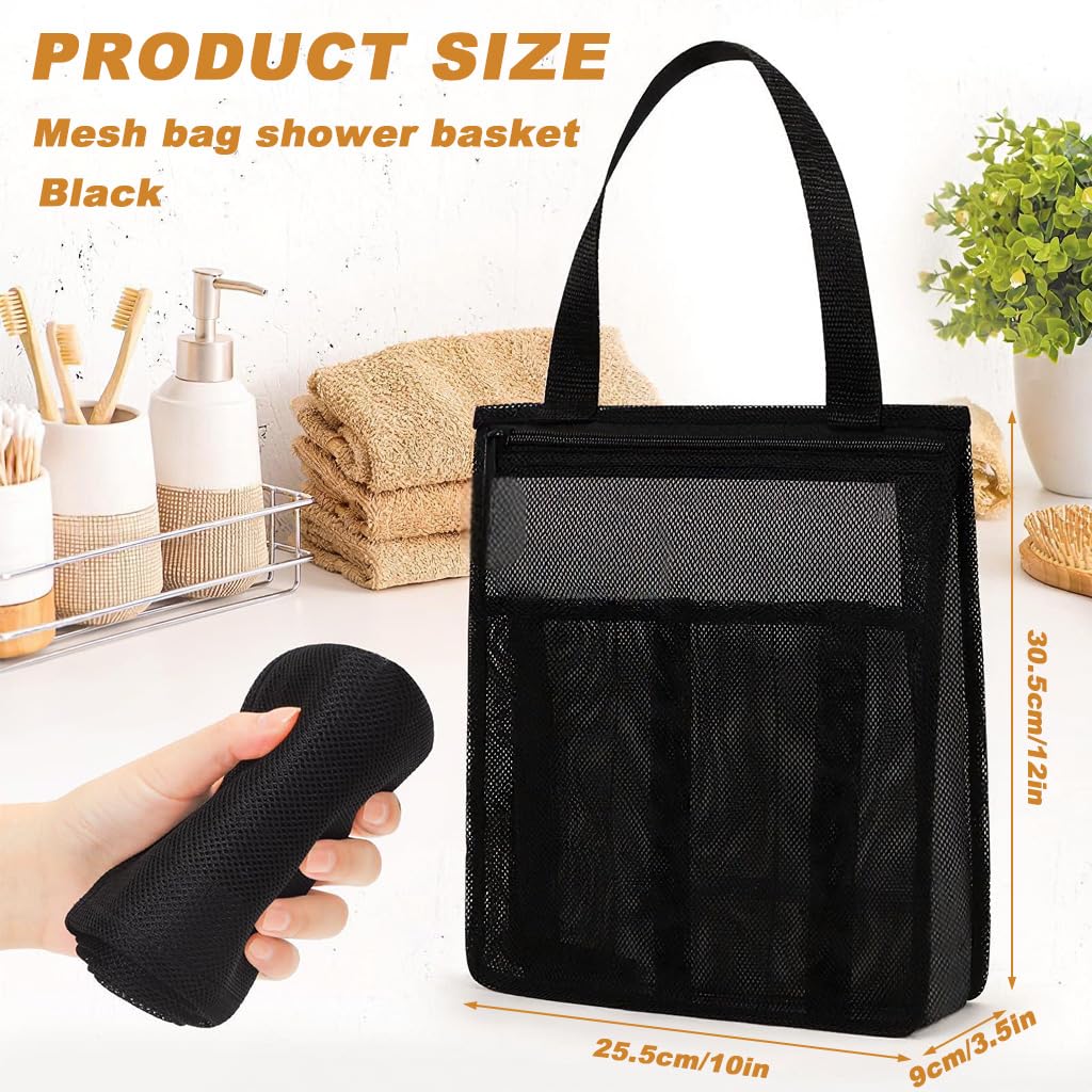 HASTHIP Mesh Shower Caddy for Dorm and Gym Essentials with 4 Pockets and Quick‑Dry Fabric