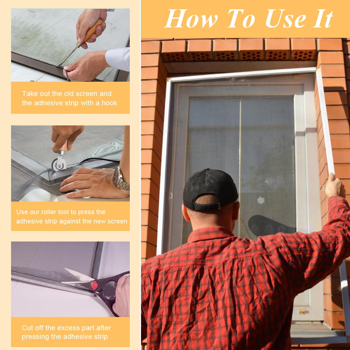 Serplex Screen Roller Tool for Window and Door Mesh Repair featuring Dual-Head Spline Roller and Steel Nylon Construction