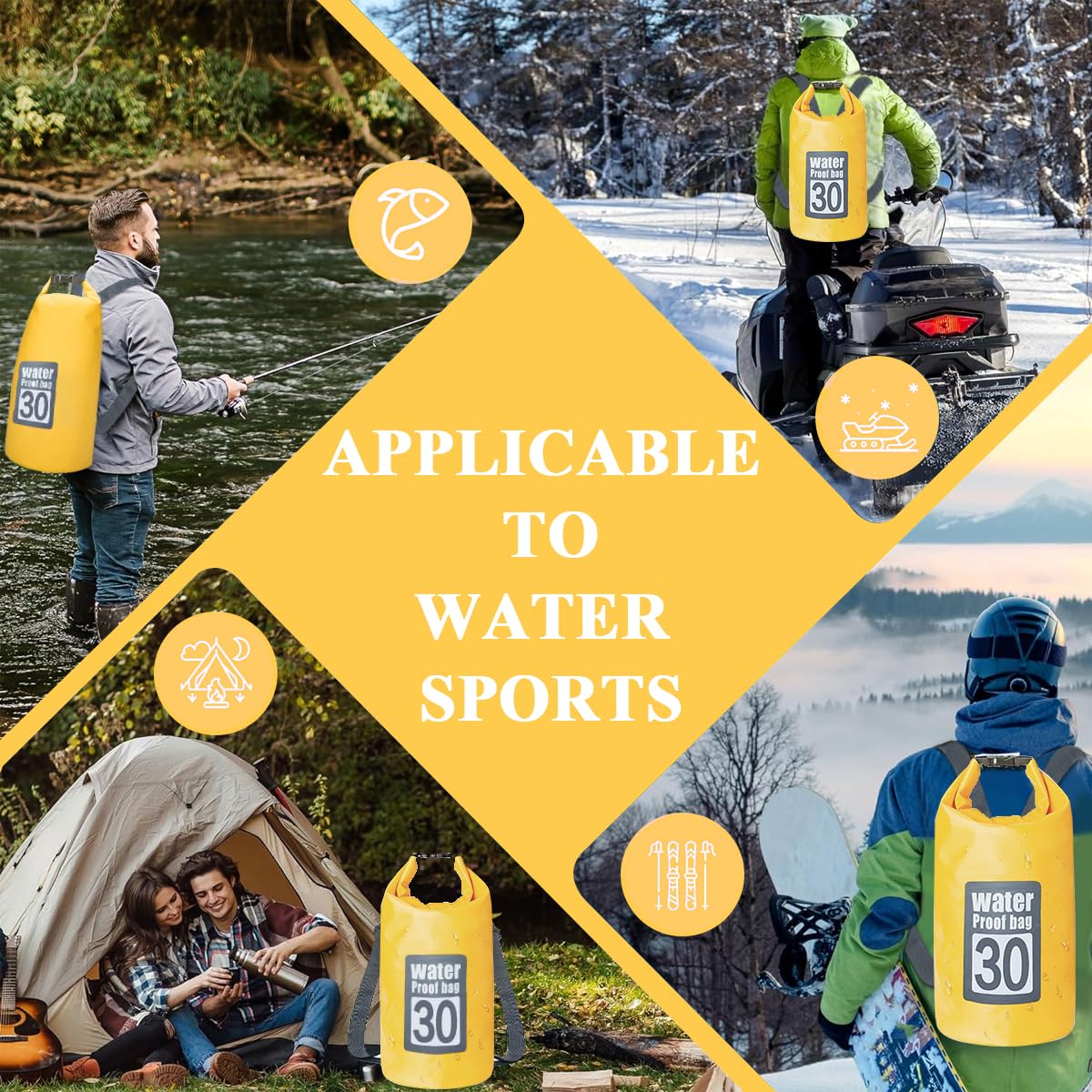 Proberos Dry Bag for Kayaking and Camping with 30L Capacity and Roll Top Closure | PVC Waterproof Phone Case