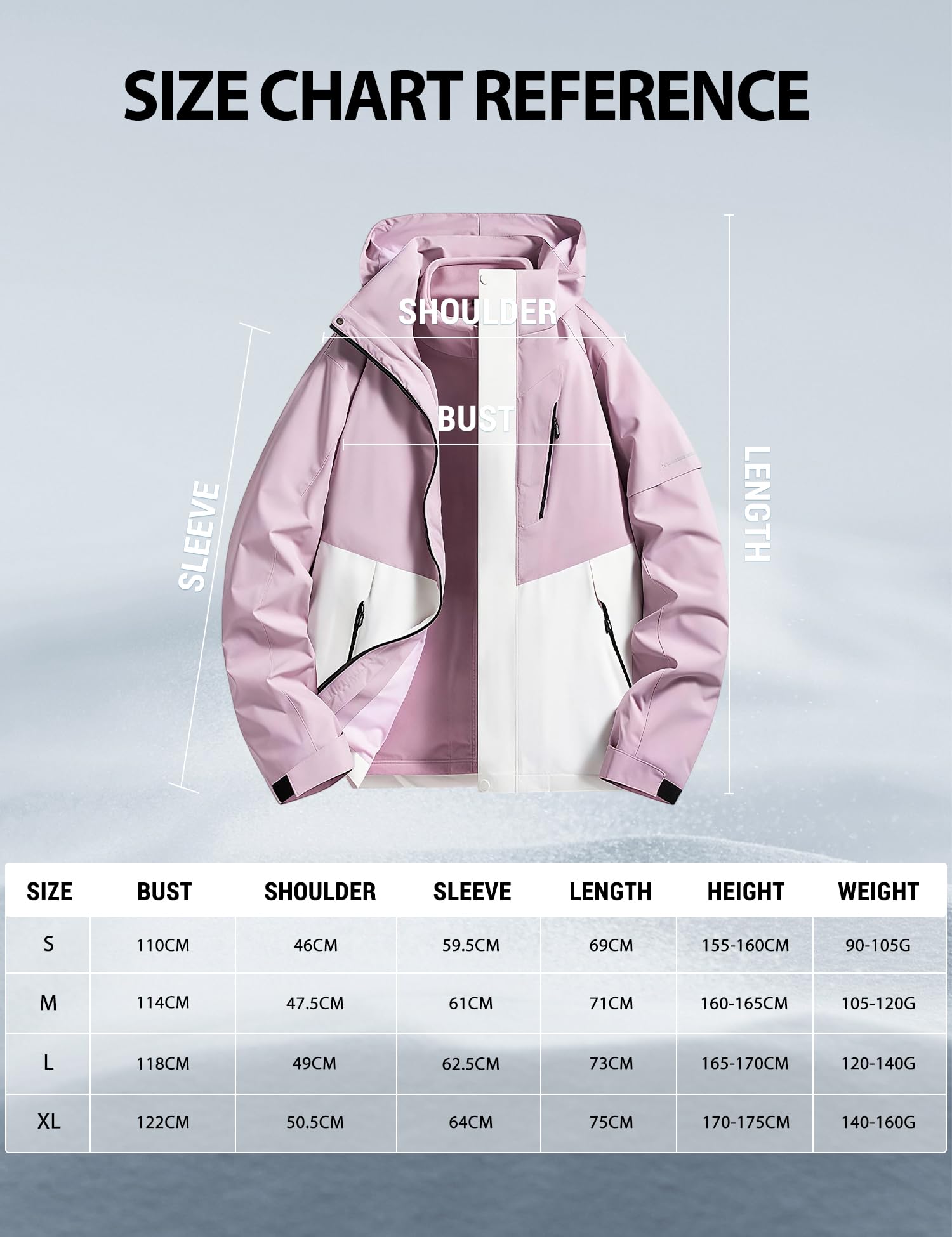 Venzina Women's 3 in 1 Waterproof Jacket for Hiking and Winter with Detachable Fleece Liner | Purple XL