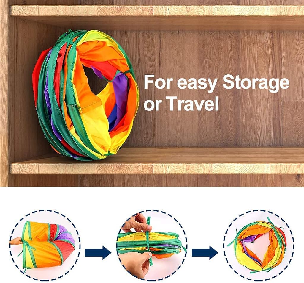 Qpets® Cat Tunnel Combo – 3 Way & 2 Way Collapsible Rainbow Play Tubes for Cats, Kittens, Puppies, Indoor Outdoor Puzzle Exercising, Hiding, Training, Interactive Pet Set