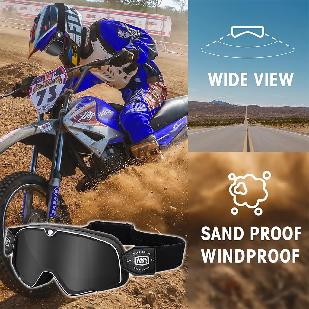 Proberos Motorcycle Goggles for Riding and Racing with UV400 Protection and Adjustable Headband