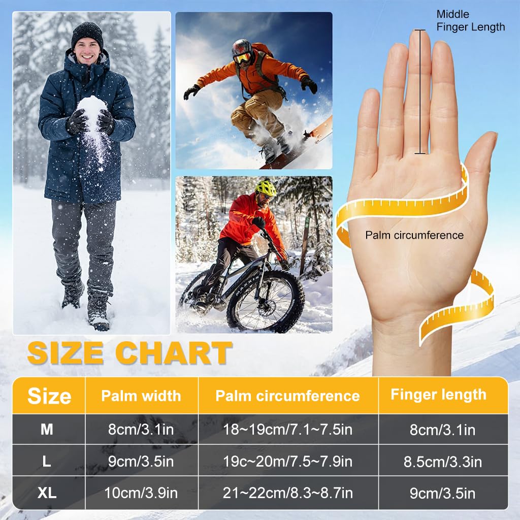 PROBEROS Winter Riding Gloves for Men with Thermal Plush Lining and Anti Slip Grip | Touchscreen Compatible Windproof Gloves