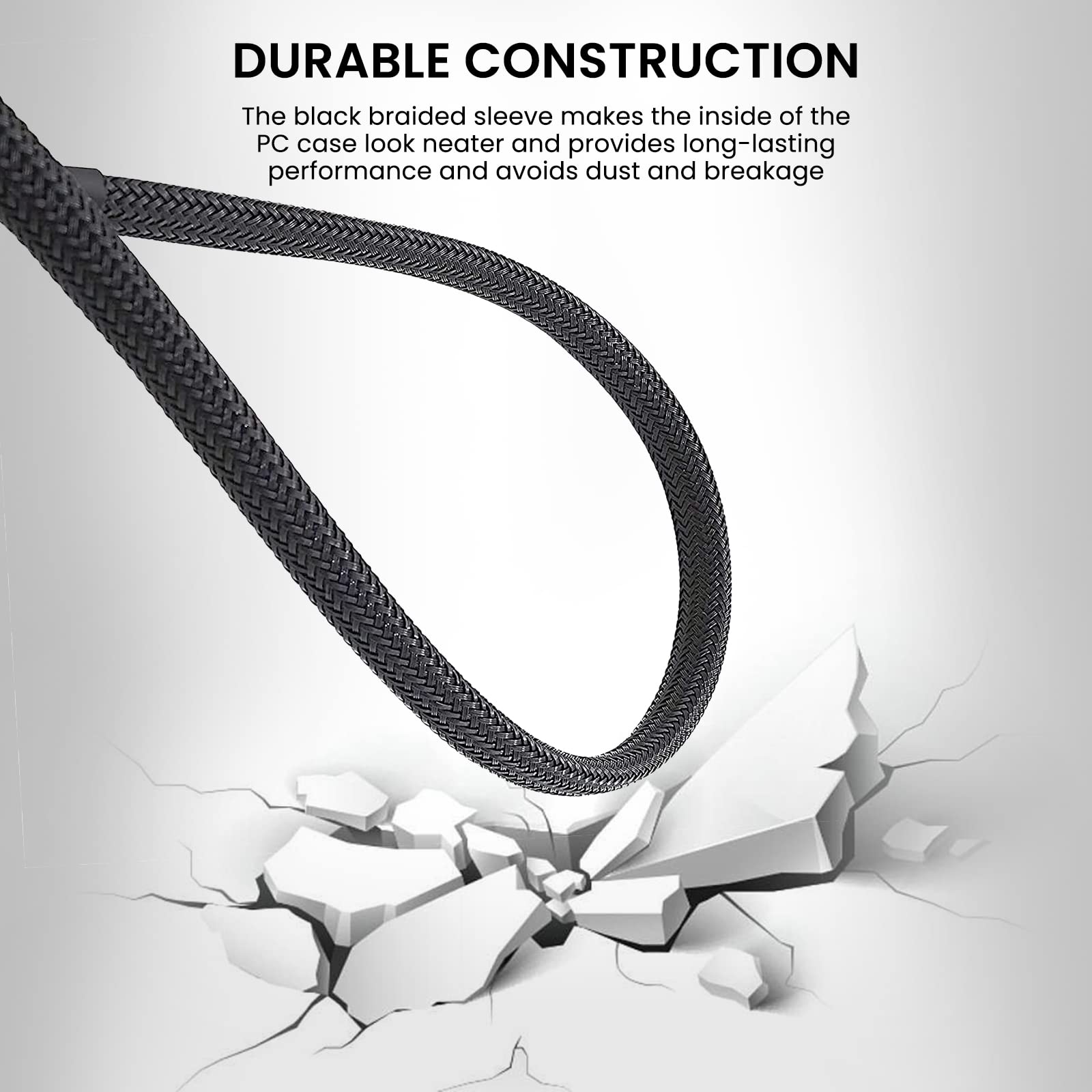 Verilux PWM Fan Hub for PC Case Fans with 15.7 in 1 to 5 Splitter and Braided Nylon Sleeve