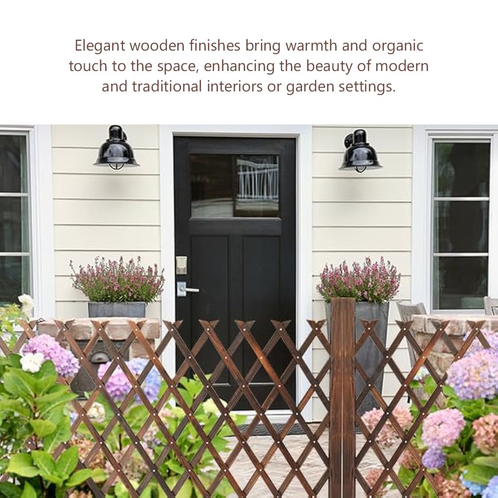 HASTHIP Planter Hanging Rack for Garden or Balcony with Expandable Wooden Fence 160cm x 50cm