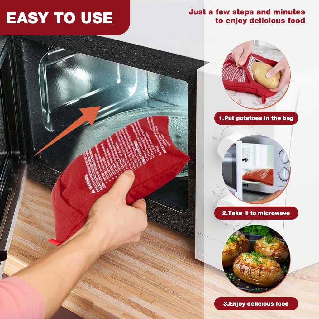 Supvox Microwave Potato Bags for 1 to 4 Potatoes featuring Reusable Steaming Pouches | Pack of 2