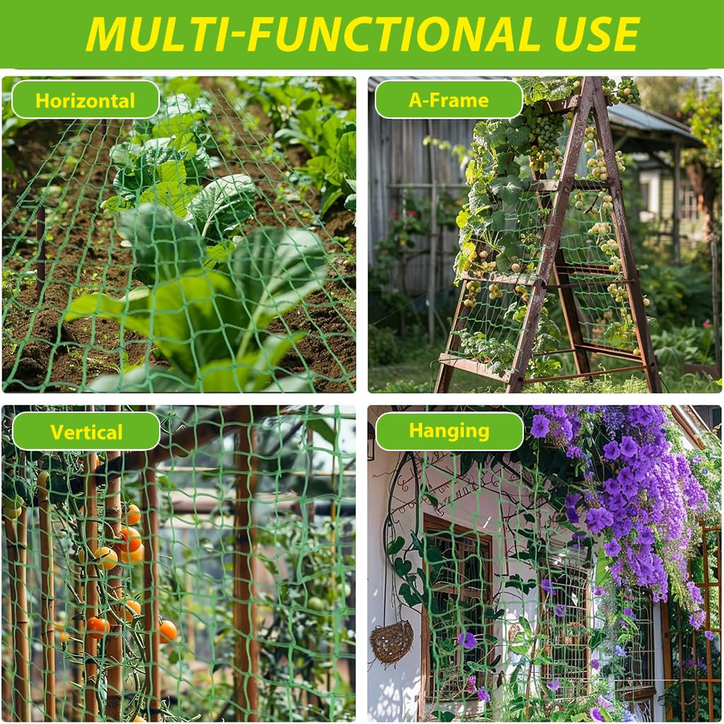 HASTHIP Trellis Netting for Climbing Plants with 18 Nylon Strands and 4x4 in Grid | 2 Pcs Set