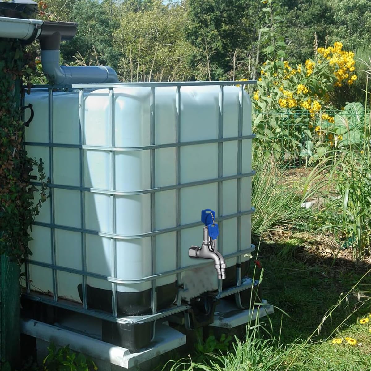 HASTHIP Outdoor Faucet for Garden and Wall Use with Integrated Lock & 2 Keys | Stainless Steel 1/2 inch Connection