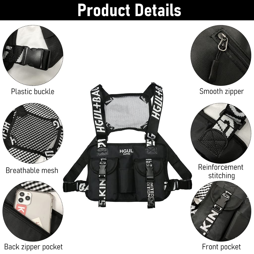 PALAYE Chest Bag for Hiking and Camping with Quick Release Buckle and Breathable Mesh | Adjustable Rig Vest for Men and Women