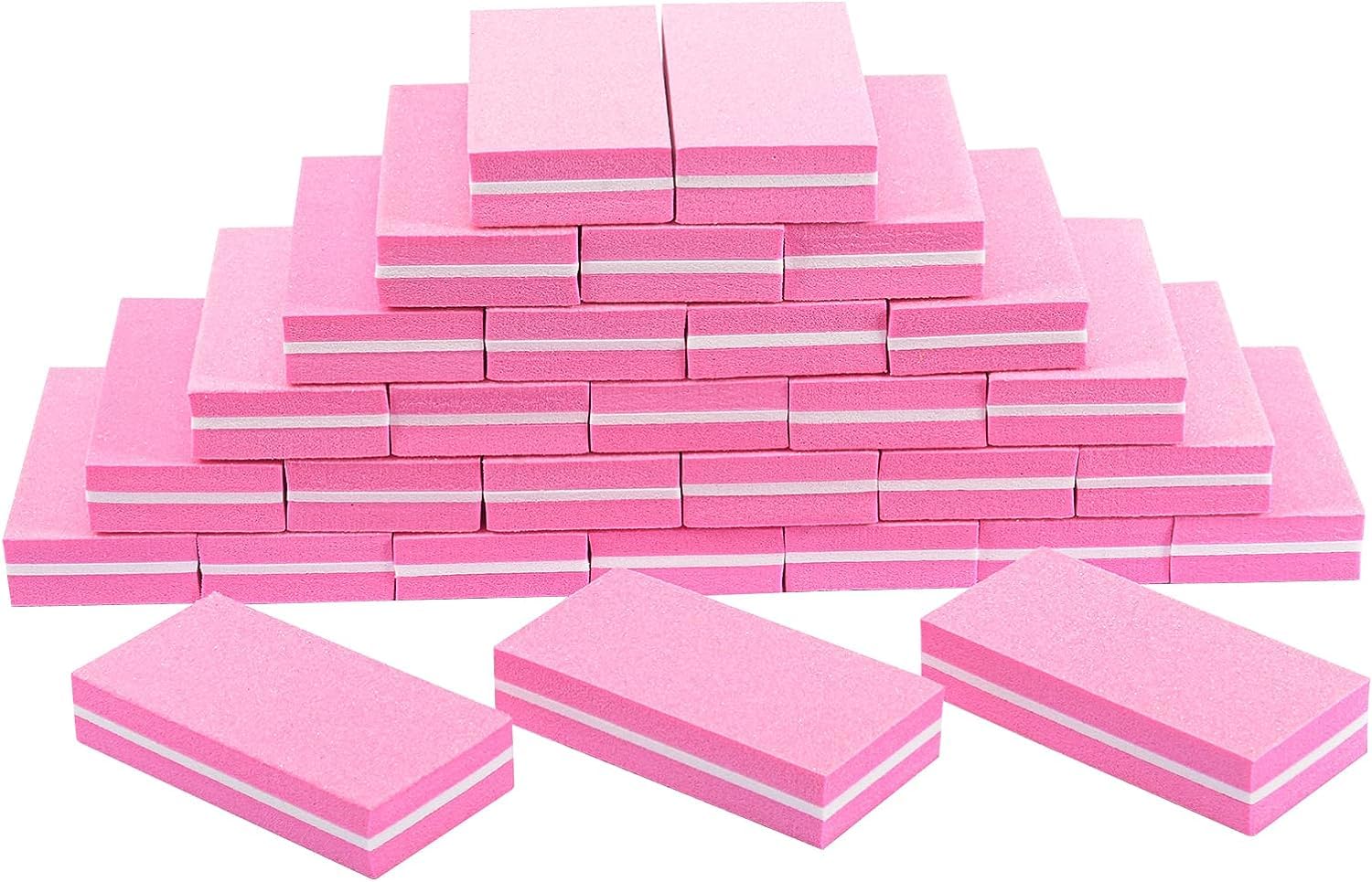 MAYCREATE Nail Buffer Mini Block File for Manicure with Double Side 100 and 180 Grit | 50pcs Pink Set