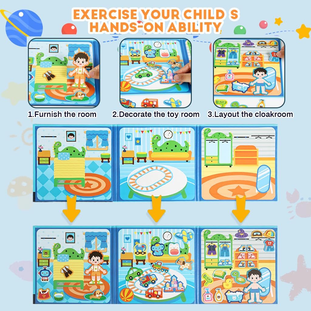PATPAT DIY Cartoon Magnetic Scene Board for Kids 3–6 with Wooden Dress-Up Playset