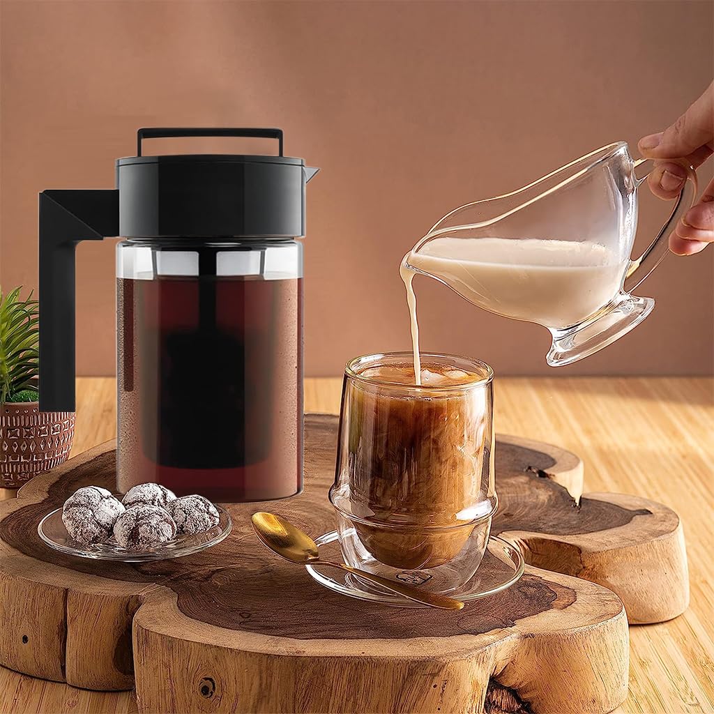 Supvox Cold Brew Iced Coffee Maker 900ml for Travel with Fine Mesh Filter and BPA-Free Plastic Cup
