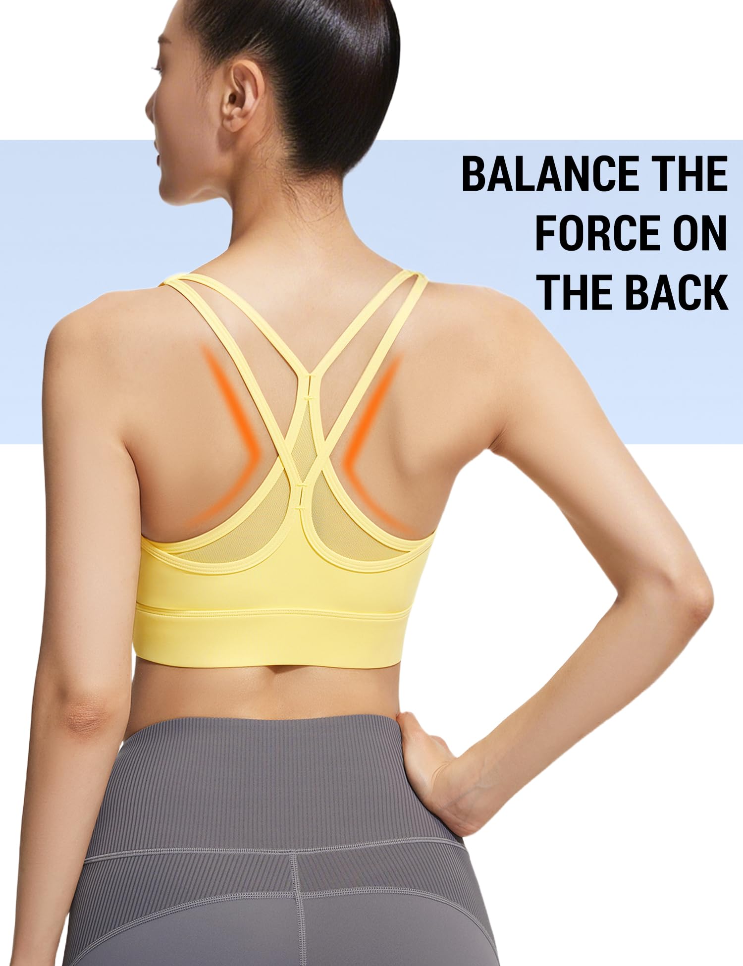 Venzina Women’s High Support Sports Bra for Gym and Running with Criss Cross Back | Yellow Quick Dry Mesh Workout Top