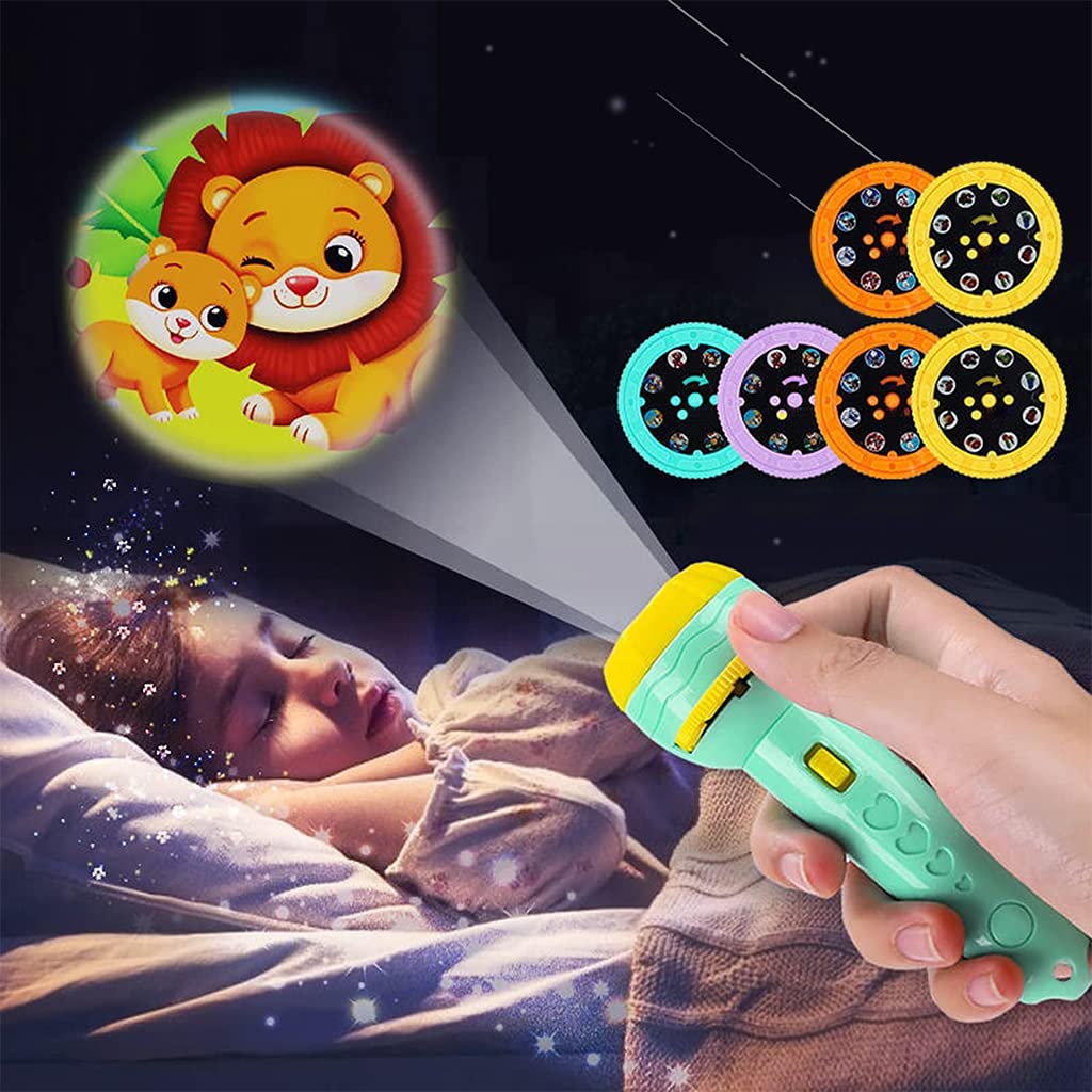 PATPAT® Projector Toys for Kids, Projector for Kids, Projector Torch for Kids, Sleeping Story Toys for Kids, Educational Cartoon Story Torch Projector Bedtime Toy Gift for 3+ Years (Blue, 48 Images)