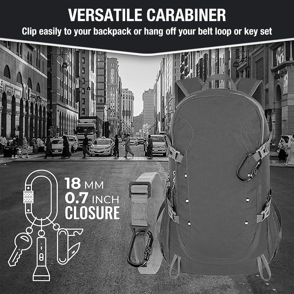 Optifit Carabiner Clip for Camping and Hiking with 25kN Screw Lock | Stainless Steel 2pcs