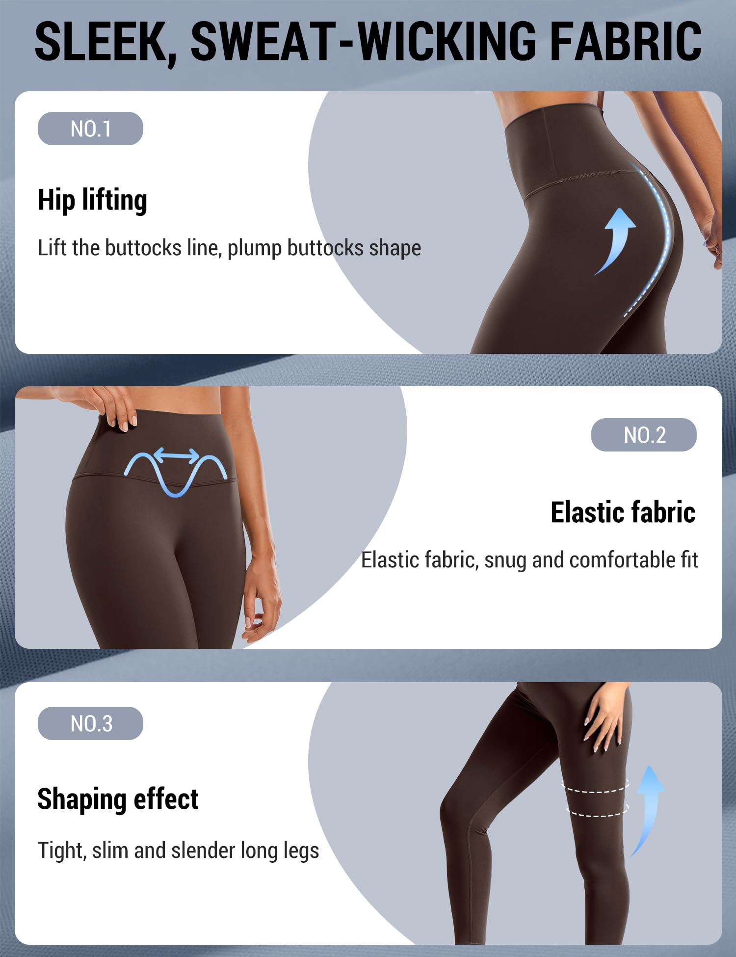 Venzina Yoga Pants for Women with Tummy Control and 4 Way Stretch | Super Soft Dark Brown