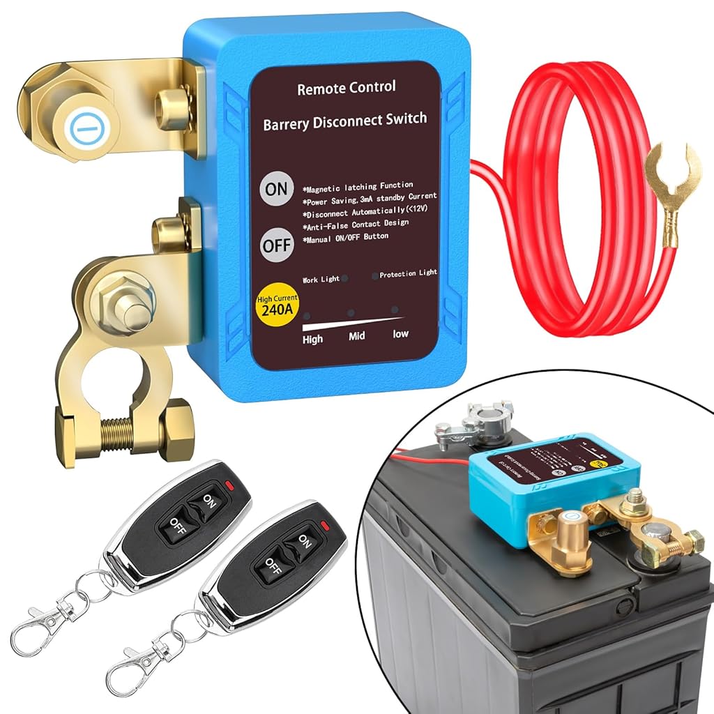 STHIRA® 12V/24V Car Battery Power Switch, Smart Remote Control Car Battery Power Switch with 2 Remotes, LCD Voltage Display, Low-votage Auto Shut Off, Electricity-leaking Indicator Design