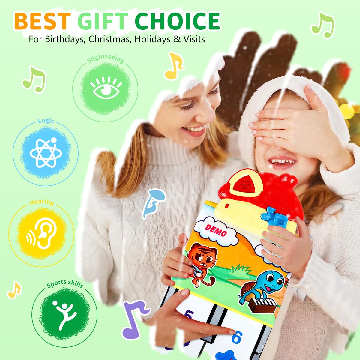 PATPAT Piano Keyboard Musical Mat for Kids with 8 Animal Sounds and 43.3x14.2in Foldable Design | Educational Toy for Ages 1–6
