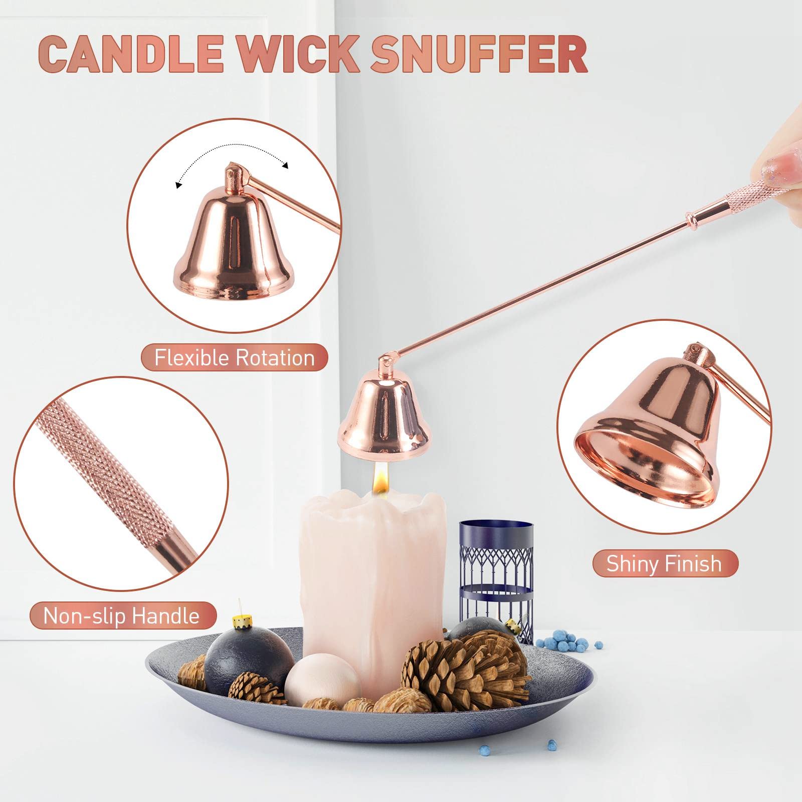 HASTHIP Candle Accessory Set with 3pcs Wick Trimmer Snuffer and Dipper | Stainless Steel Tools for Scented Candle Lovers