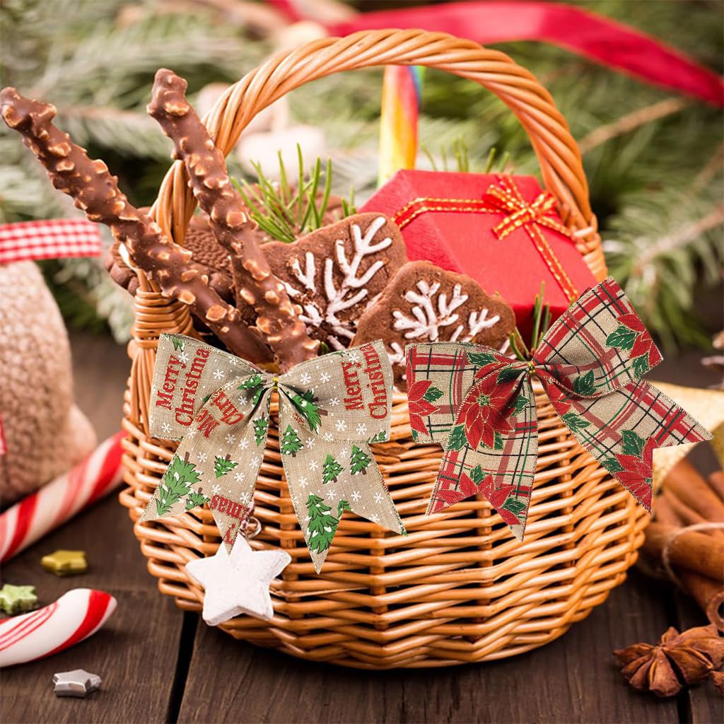 HASTHIP® 6.6ft Christmas Ribbon 2.48 inches Width Hemp Christmas Decorative Ribbon Gift Paking Ribbon Christmas Tree Ornament Rustic Christmas Decorative Ribbon, 2 Rolls