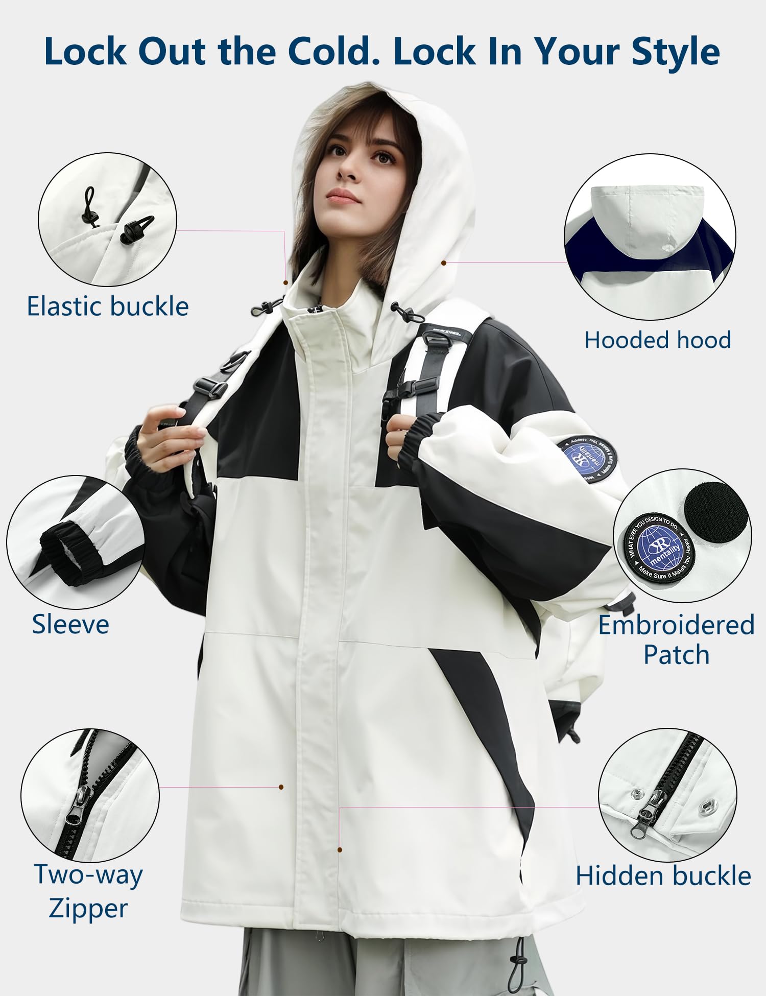 Venzina Women's Softshell Jacket for Hiking and Travel with DIY Patches | Waterproof Windproof Light Khaki