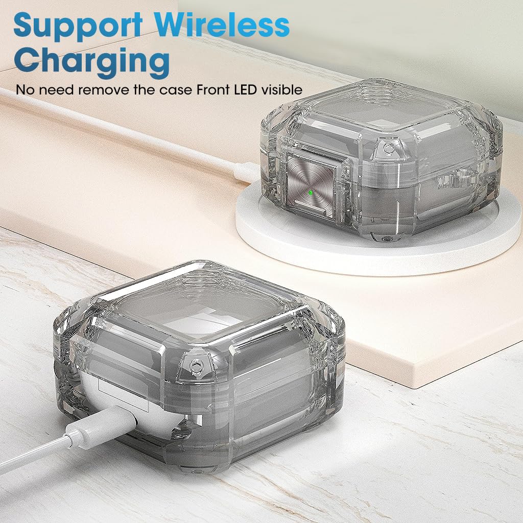 Zeitel Earbuds Case for Samsung Galaxy Buds2 Pro with 4 Corner Airbag Lock and Hook Black