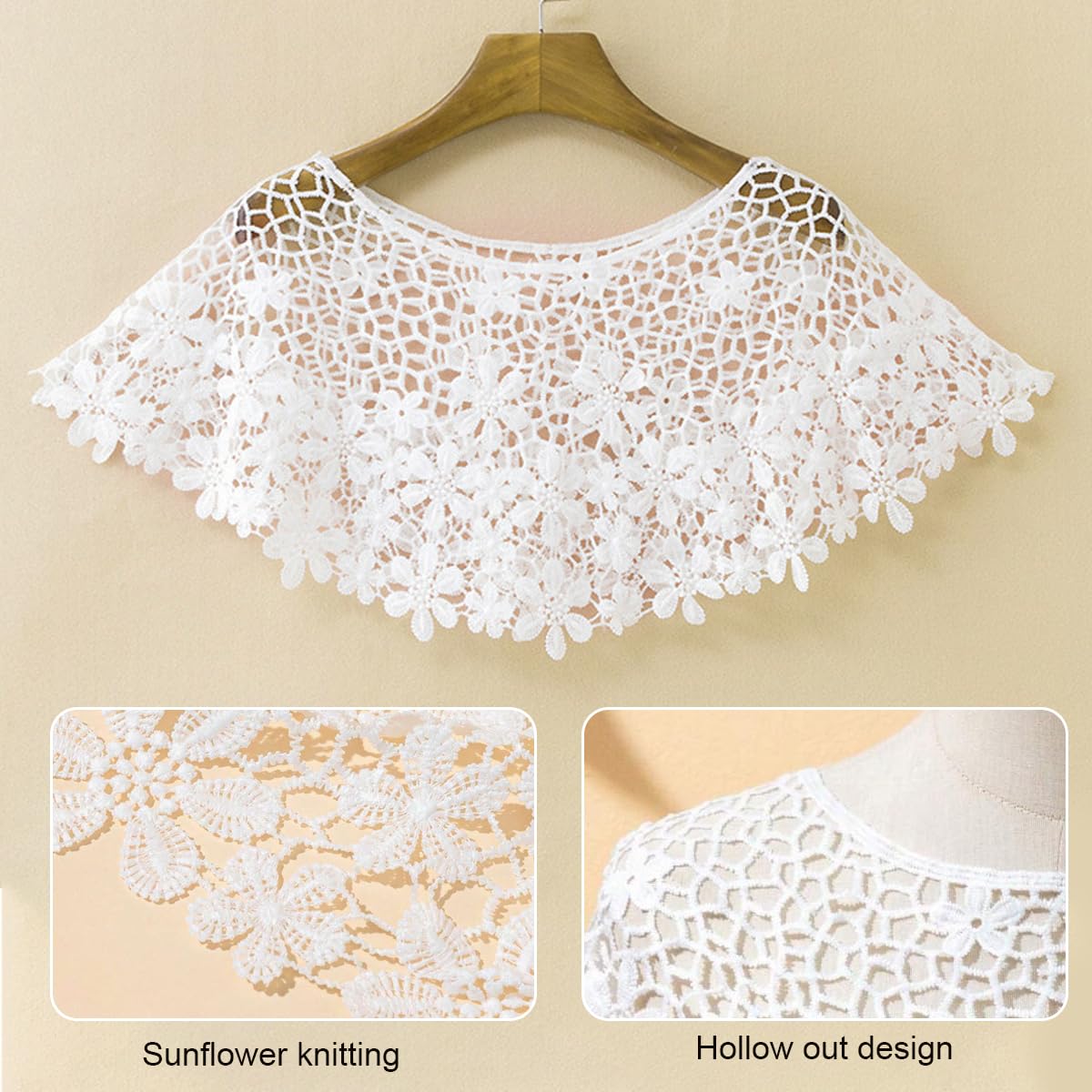 SANNIDHI Lace Shrugs for Women featuring Hollow Out Floral Knit | 3 PCS Cape Wraps