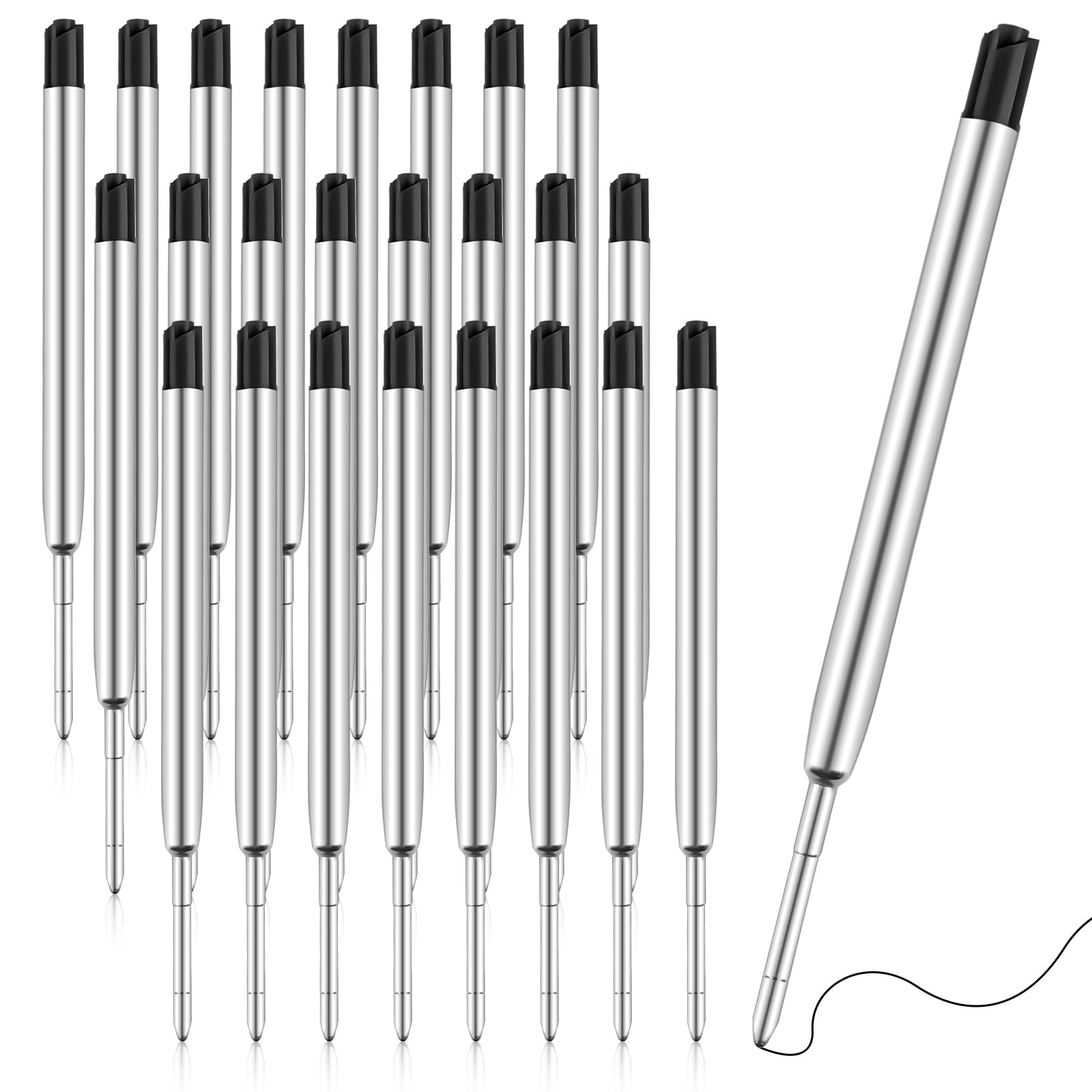 Climberty® 24-Pack Ballpoint Pen Refills - 1.0mm Medium Tip Black Ink for Click Pens, School & Office Supplies, Durable Replacement Refills Economical Pack