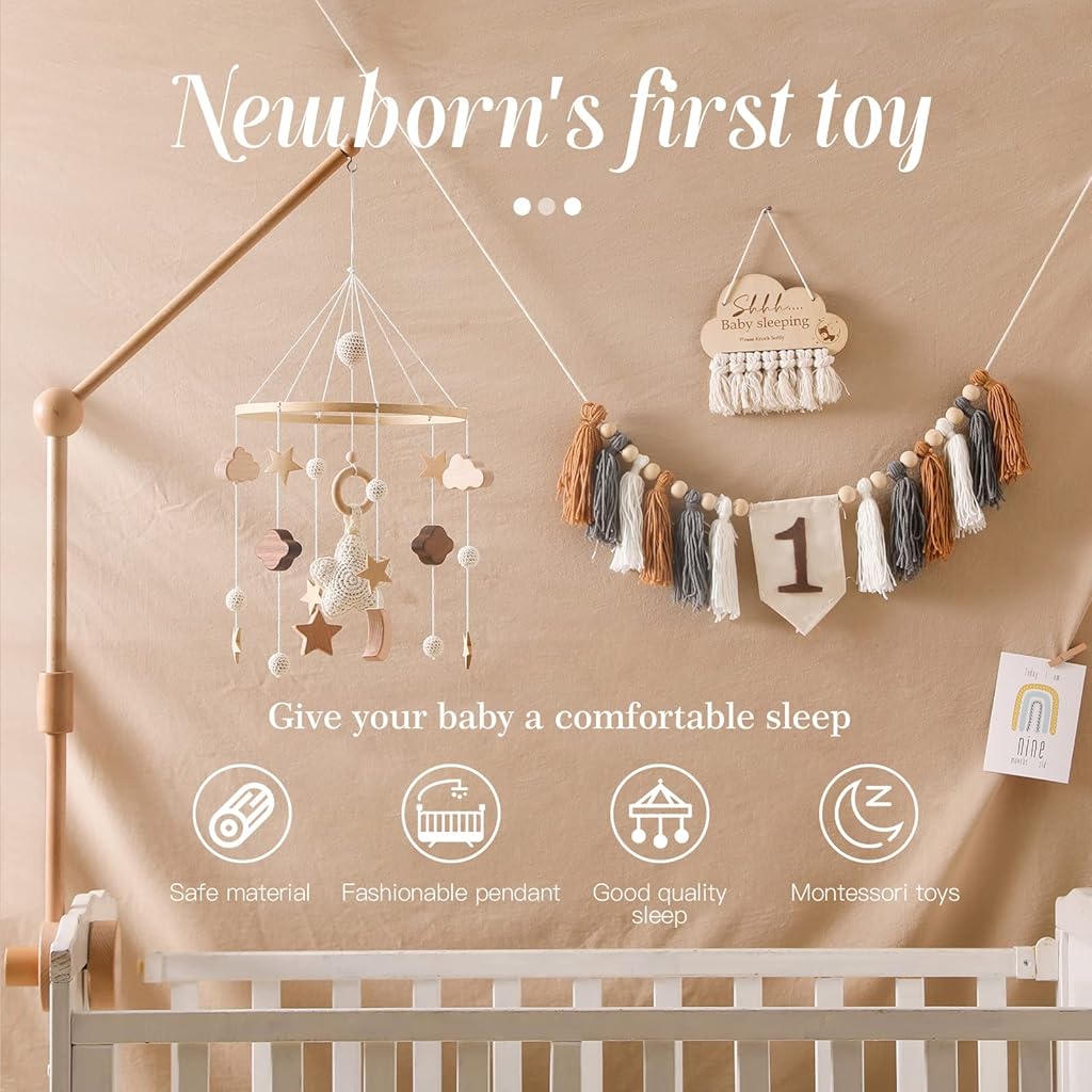SNOWIE SOFT® Baby Crib Mobile for Boys Girls| Boho Nursery Mobile