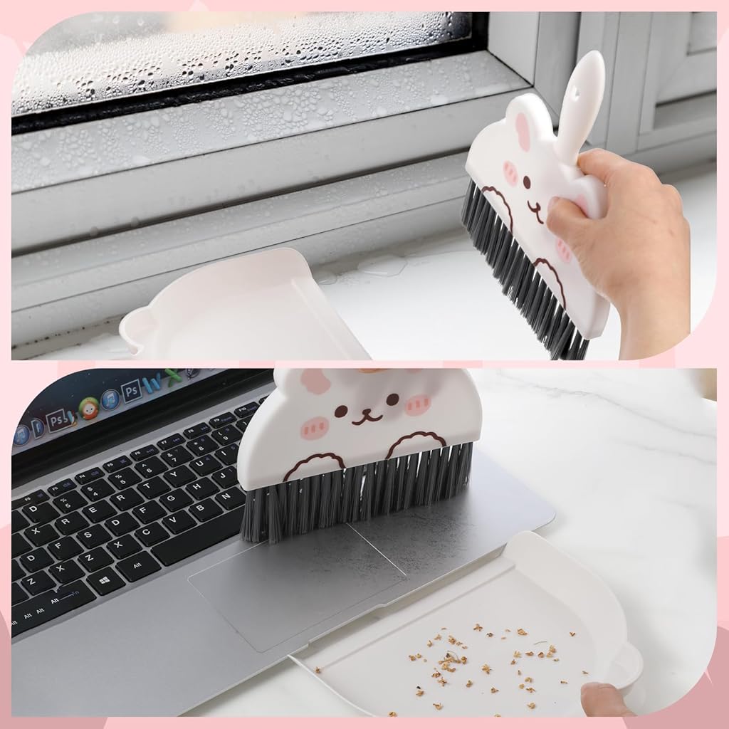 HASTHIP® Portable Mini Dustpan and Brush Set Cute Small Broom with Durable Brush,Lightweight Dust Pan and Broom Set for Desktop