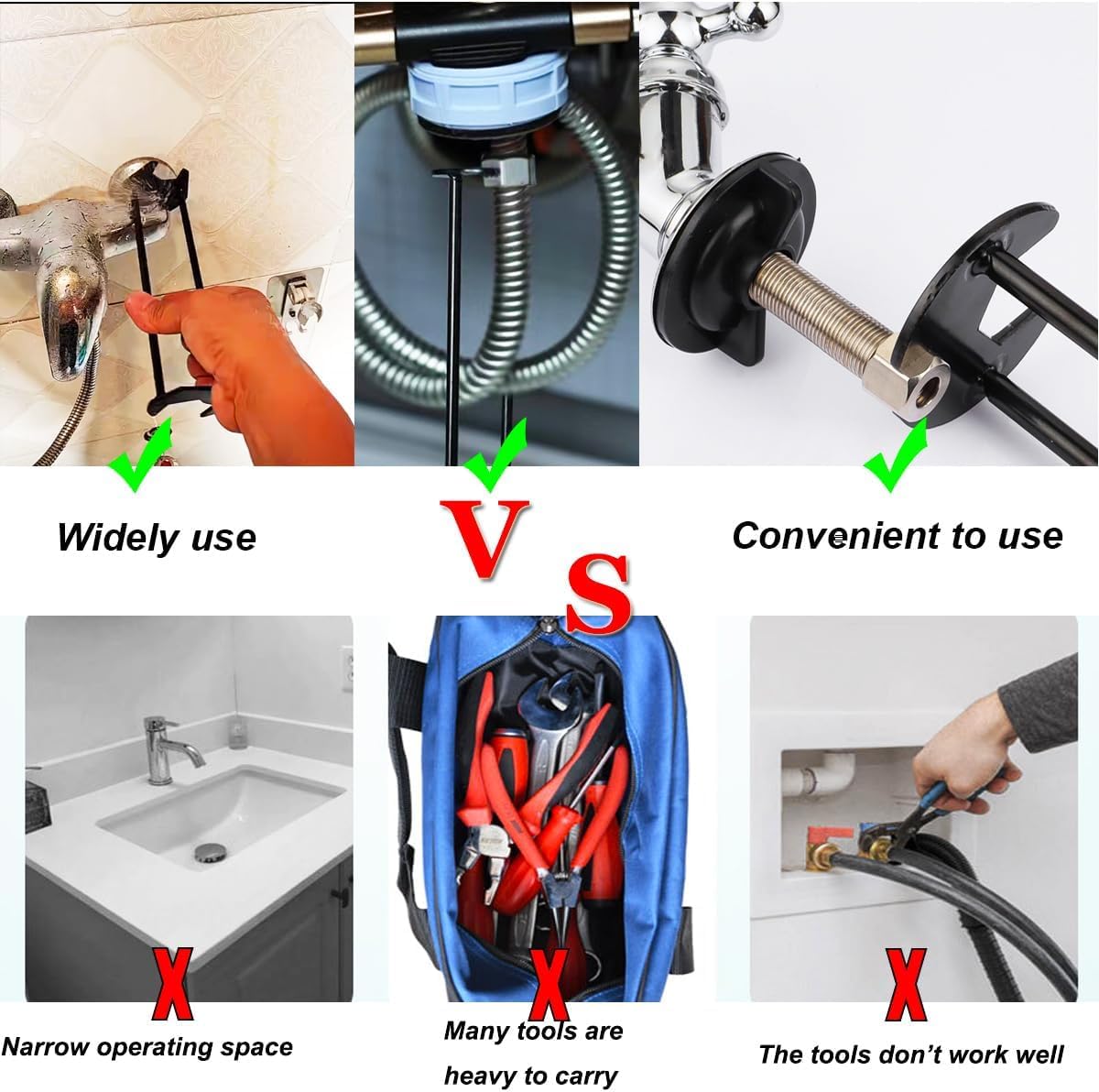 Serplex Sink Wrench for Kitchen Plumbing with Dual Head Design and 6PCS Carbon Steel Set