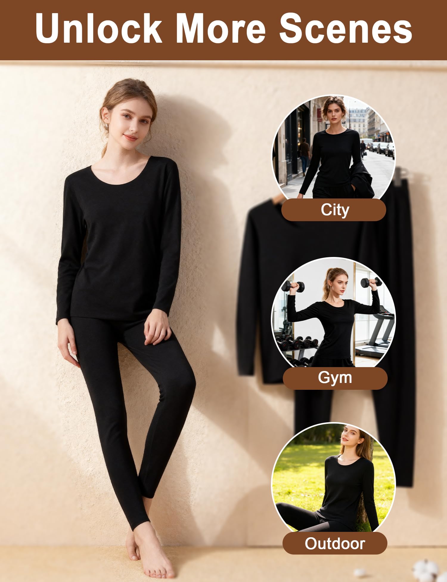 Venzina Women's Thermal Underwear Set for Cold Weather with Double-Sided Fleece | Seamless Ultra Soft Base Layer