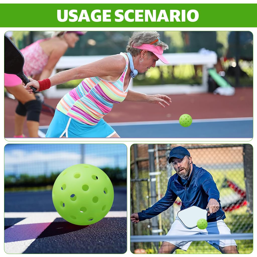 Proberos Pickleball Balls for Indoor and Outdoor Play with 40-Hole PE Build | Glows at Night