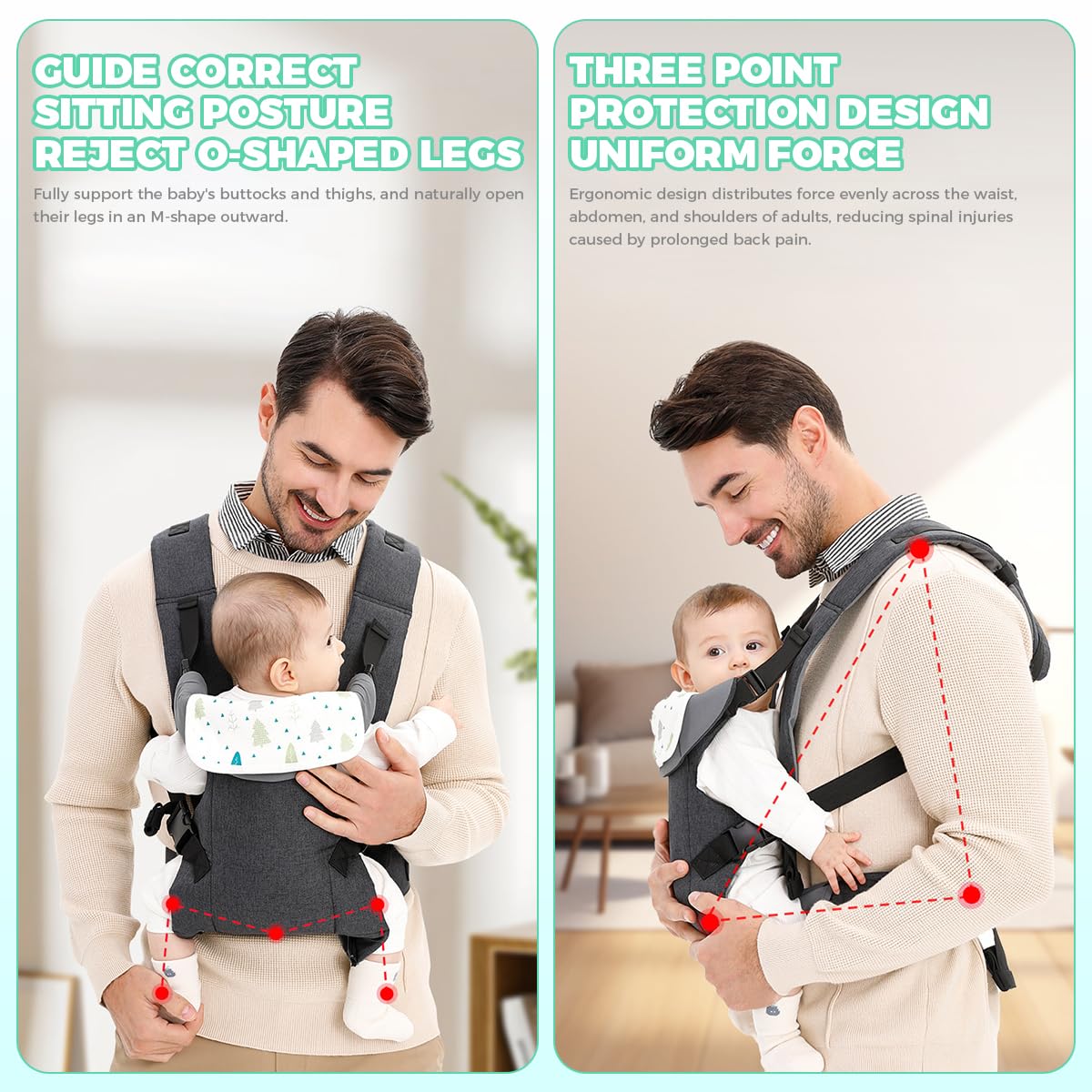 SNOWIE SOFT Baby Carrier Bag for 0 to 3 Year Baby with Adjustable Straps and Breathable Cotton Fabric | Pink Kangaroo Style Carrier for Mothers