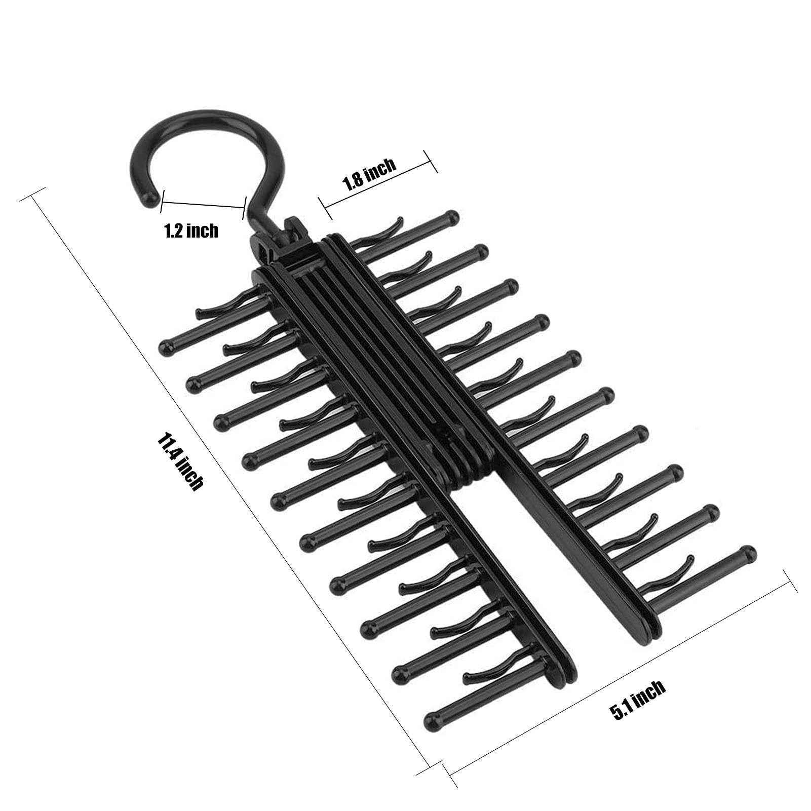 ZIBUYU Hanger for 20 Tie Organizer with 360 Degree Rotating Rack and Non Slip Clips for Closet