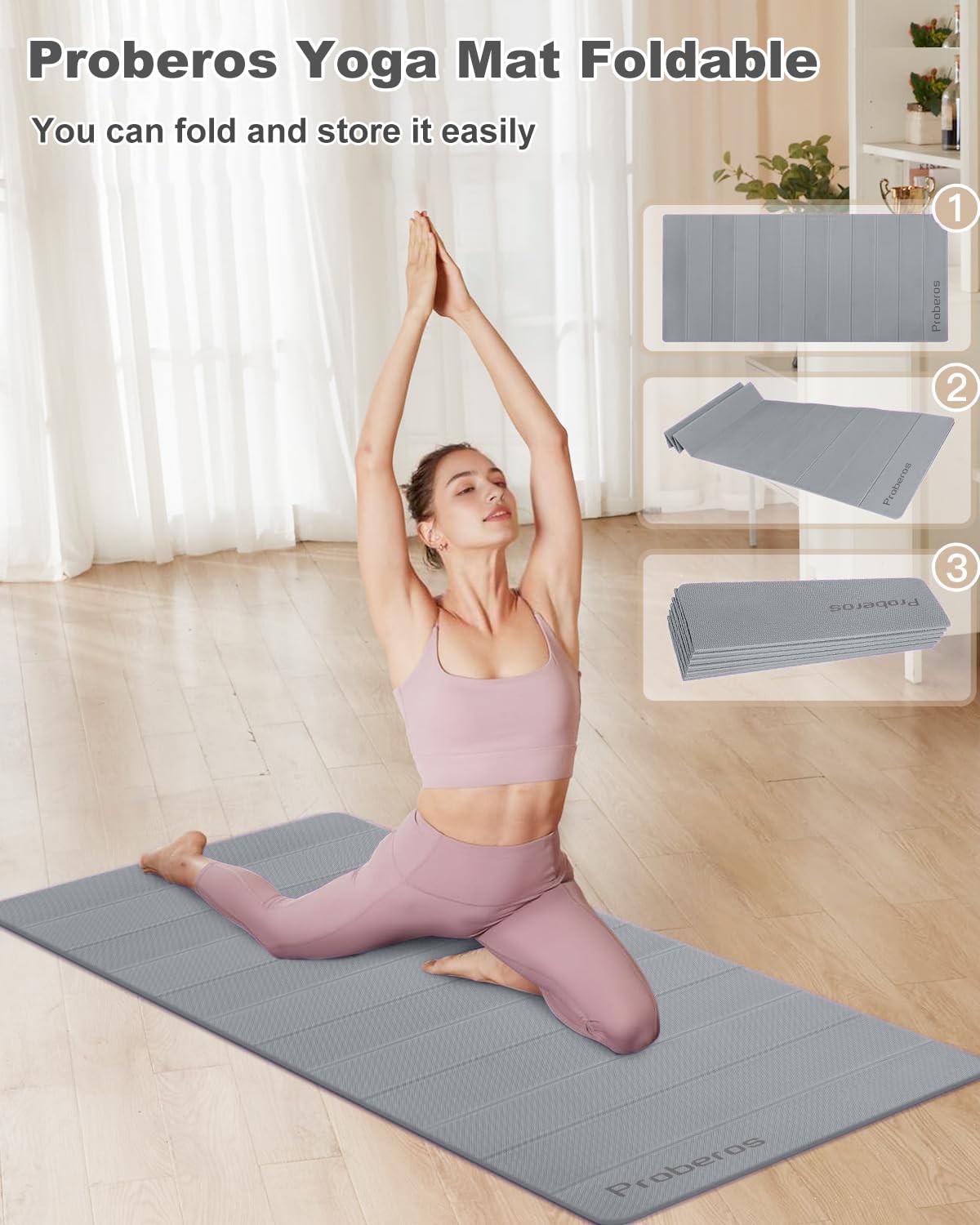 Proberos Yoga Mat for Home Workout with Double Sided Anti Slip Surface 72x24 in | TPE 6mm Thick