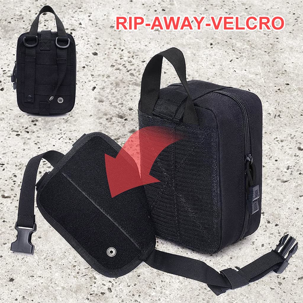 PROBEROS First Aid Box for Travel and Outdoor Use with 20.5x15x10cm Folding Interior | Black Oxford Cloth