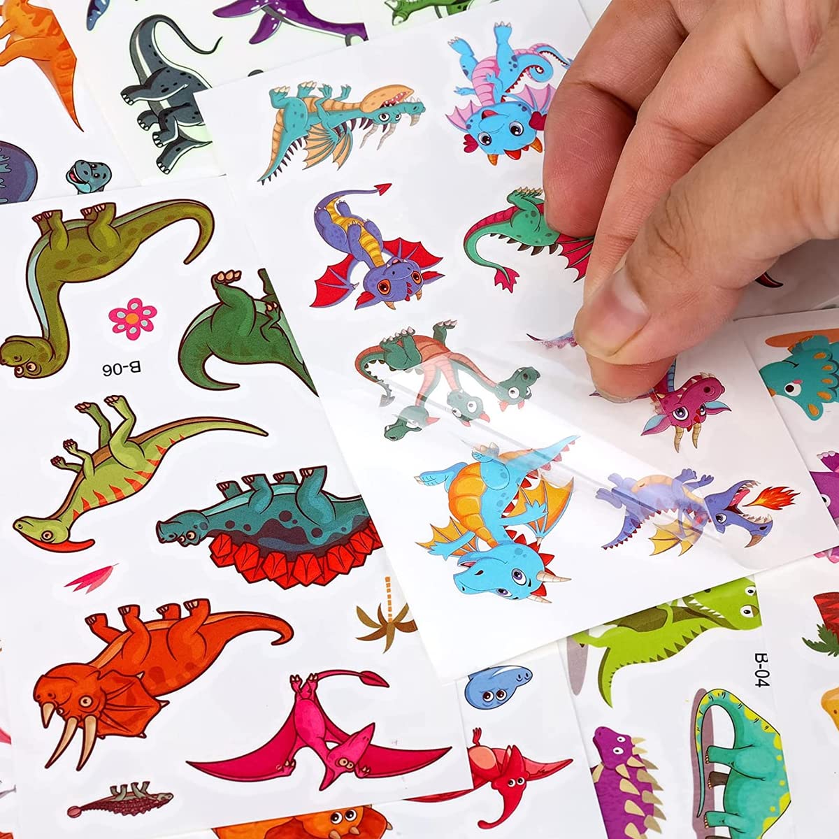 MAYCREATE 30 Sheet Cartoon Tattoo Sticker for Kids, Kids Waterproof Dinosaur Temporary Tattoos for Birthday Parties, Group Activities, Cute Cartoon Dinosaur Tattoo Sticker Tattoo