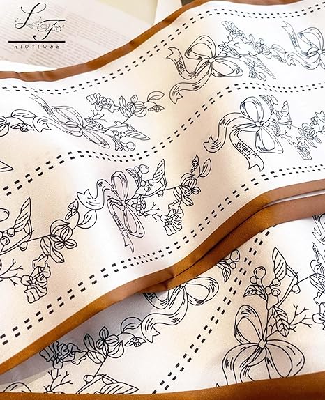 SANNIDHI® Neck Scarf for Women Elegant Floral Necktie Scarf for Women Ribbon Scarf Ice Silk Polyester Decorative Twilly Scarf for Handbag Gift for Women Mother' Day Gift, 30x150cm