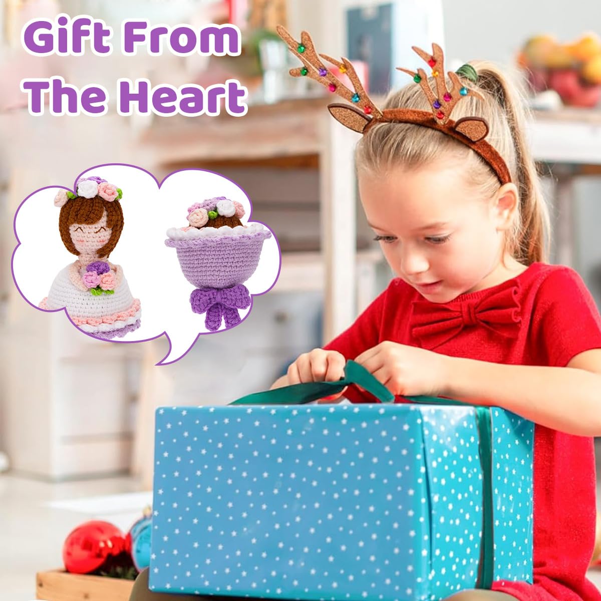 PATPAT DIY Stuffed Crochet Doll Craft Kit Set of 2 for Beginners with Video Guide | Gift Keyring Charm